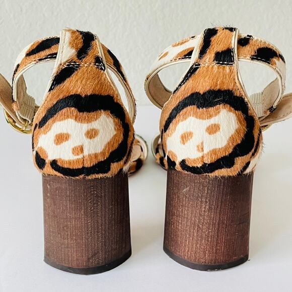 Louise et Cie Leopard Print Wood Heel Ankle Strap Sandal - Picture 5 of 11
